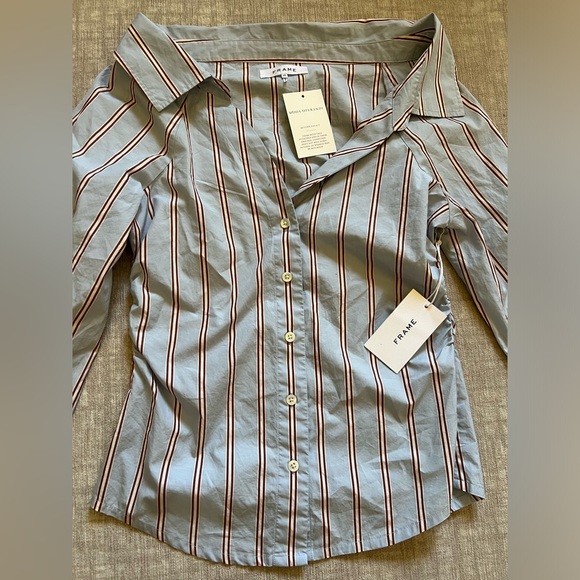 FRAME Cinched Poplin Long sleeve Striped - Picture 5 of 10